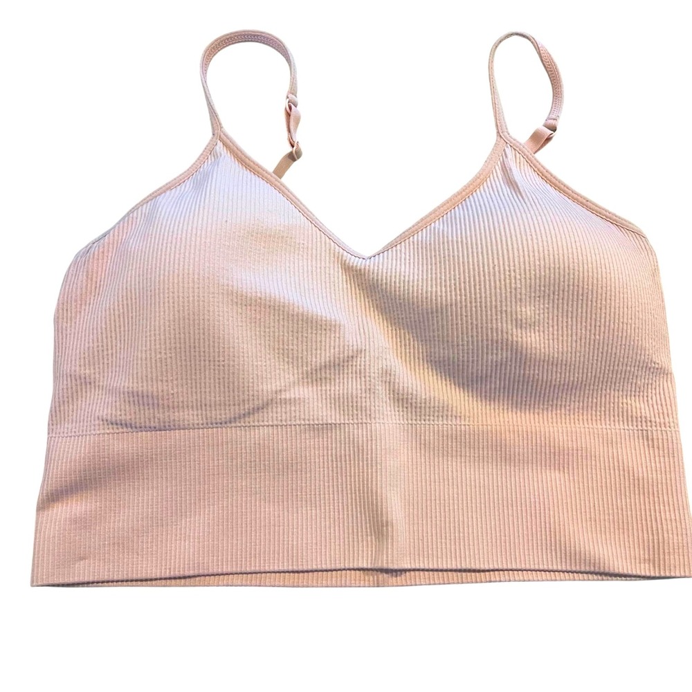 Z by Zella Cami Crop Top Womens XL Pink Balletcore Seamless Ribbed Adjustable